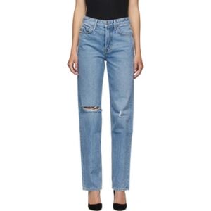 GRLFRND Mica Distressed Straight Leg Jeans Denim 25